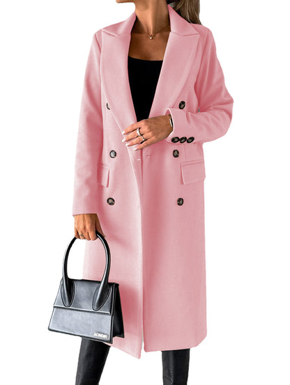 Abrigo de solapa cruzado Loom & Soul™ – Chaqueta larga de invierno ajustada para mujer para un estilo urbano sin esfuerzo