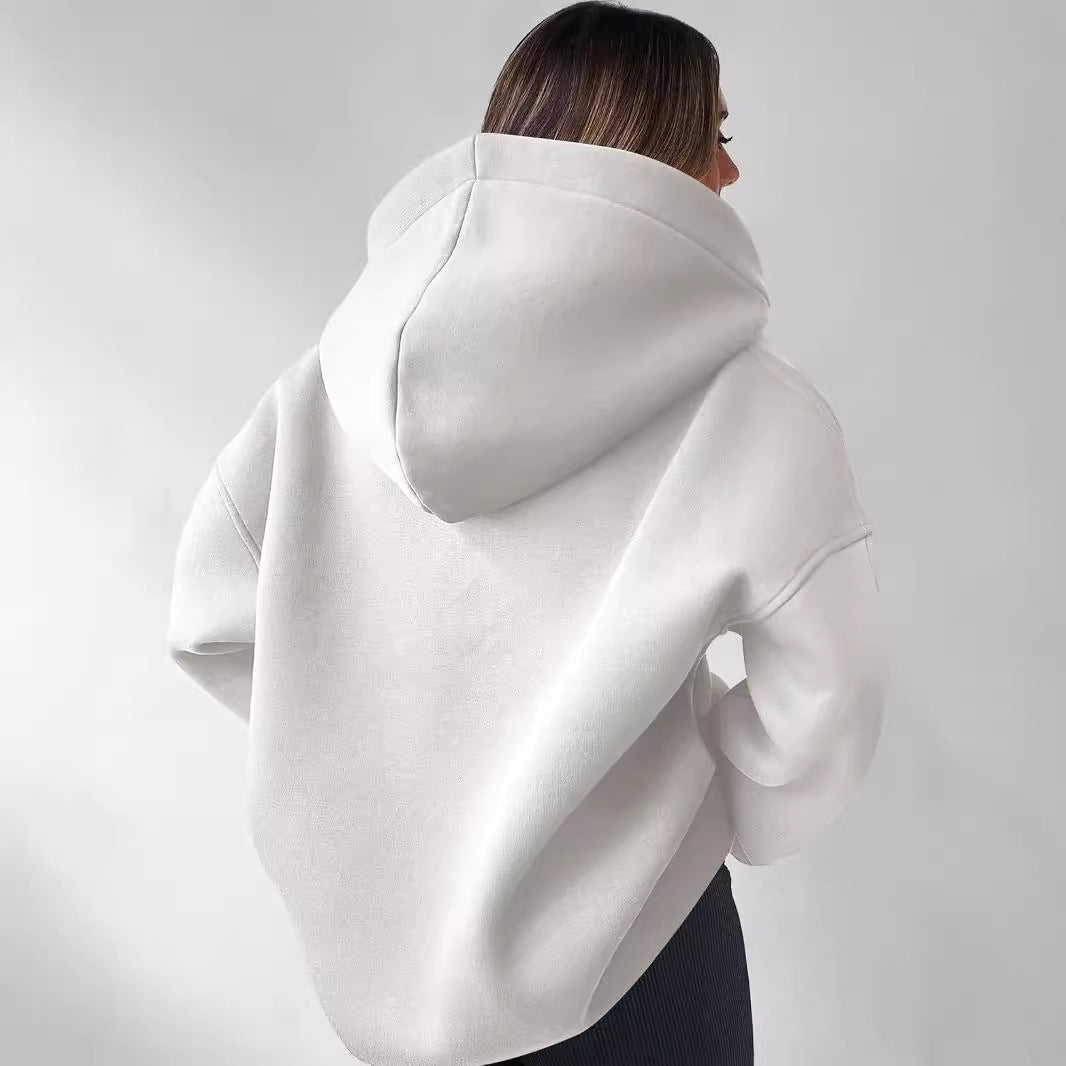 Sudadera con capucha de color liso para mujer – Sudadera holgada de manga larga