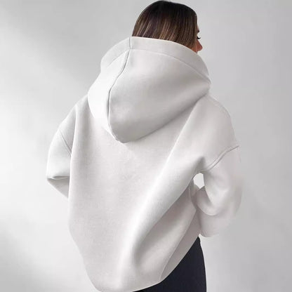 Sudadera con capucha de color liso para mujer – Sudadera holgada de manga larga