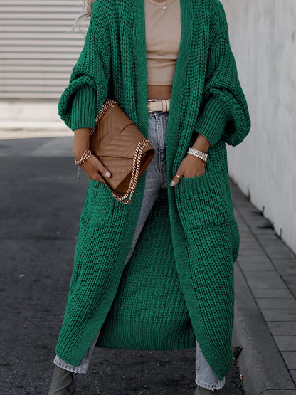 Elegante cárdigan acanalado con cuello en V profundo – Suéter de punto de otoño/invierno para mujer