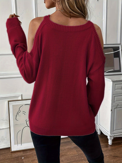 Suéter de punto suave para otoño/invierno con cuello redondo elegante para mujer