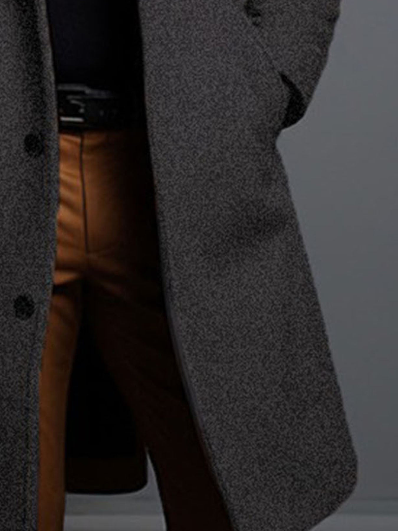Abrigo clásico de solapa para hombre – Chaqueta de invierno de una sola botonadura