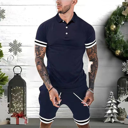 Conjunto de verano de 2 piezas de polo y shorts para hombre – Atuendo deportivo casual