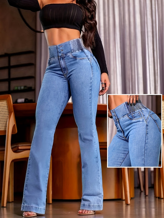 Women’s High-Waist Skinny Flare Jeans – CurveEase Stretch Denim