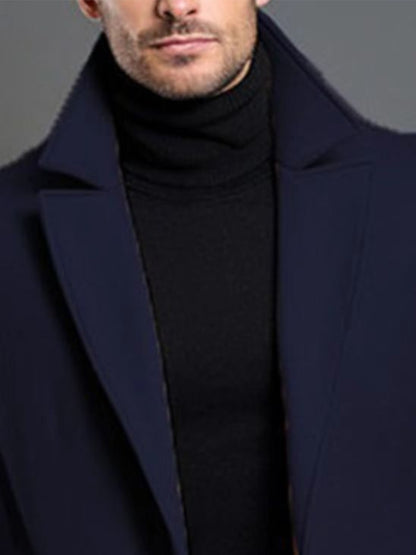 Abrigo clásico de solapa para hombre – Chaqueta de invierno de una sola botonadura