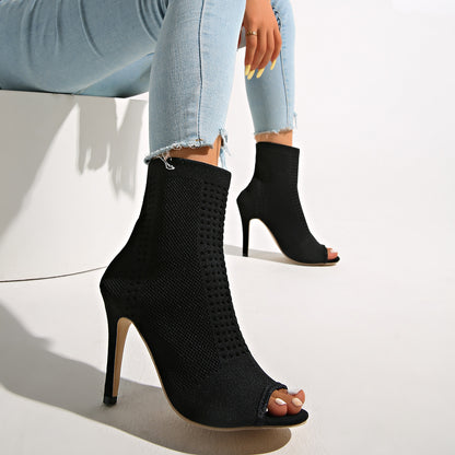 Women’s Peep-Toe Heels – Elegant Slip-On Figure-Flattering Sandals
