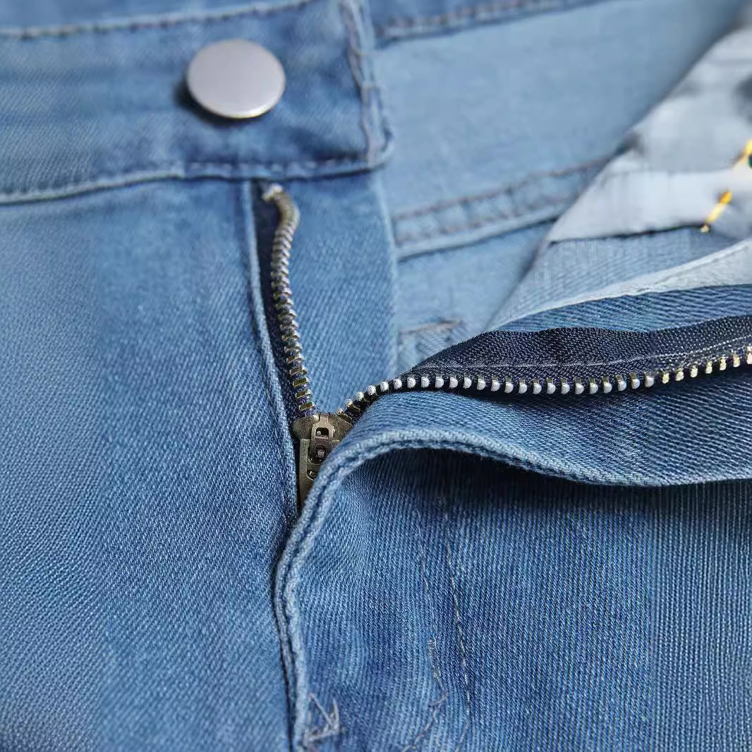 Vaqueros pitillo para hombre – Vaqueros casual ajustados elásticos de mezclilla azul