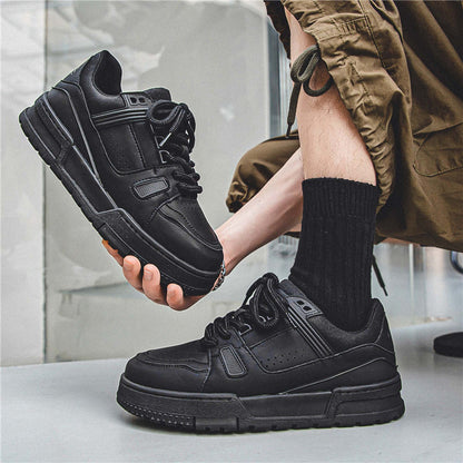Zapatillas retro de plataforma para hombre Loom & Soul – Calzado deportivo casual negro con alza oculta y capellada de microfibra