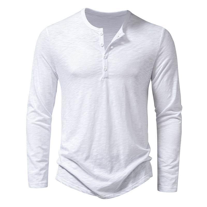 Pulóver de manga larga con botones Loom & Soul™ para hombre – Camiseta informal de color sólido para primavera y otoño