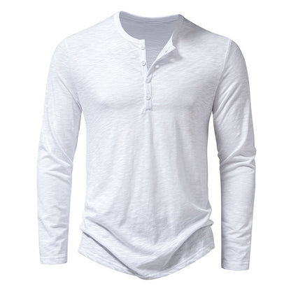 Pulóver de manga larga con botones Loom & Soul™ para hombre – Camiseta informal de color sólido para primavera y otoño