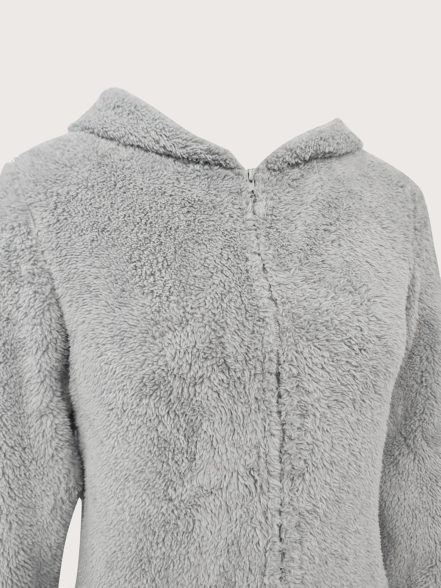 Mono con capucha y cremallera de peluche – Para mujer, cálido y cómodo para otoño/invierno