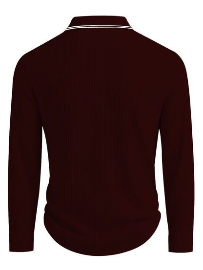 Polo a rayas para hombre – Top informal de manga larga de corte holgado