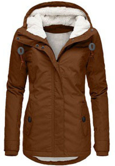 Chaqueta con capucha de vellón acogedor Loom & Soul™ – Abrigo de invierno cálido con cremallera para mujer, con bolsillos y forro de piel sintética