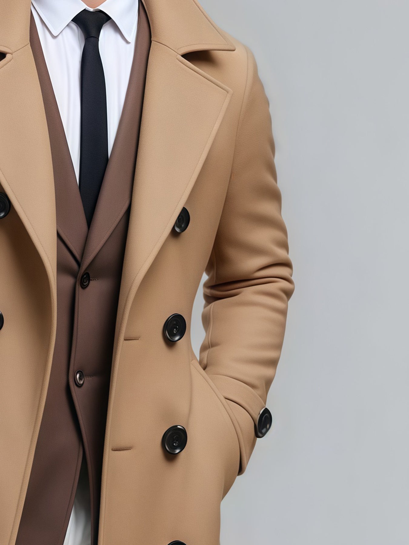 Chaqueta 3 en 1 de hombre de largo medio – Abrigo cruzado