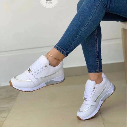 Zapatillas planas con cordones para mujer Loom & Soul™ – Zapatos informales transpirables de PU charol con suela suave de PU