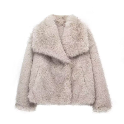 Abrigo de felpa con solapa mullida Loom & Soul™ – Chaqueta de invierno cálida para mujer para una comodidad elegante y sin esfuerzo