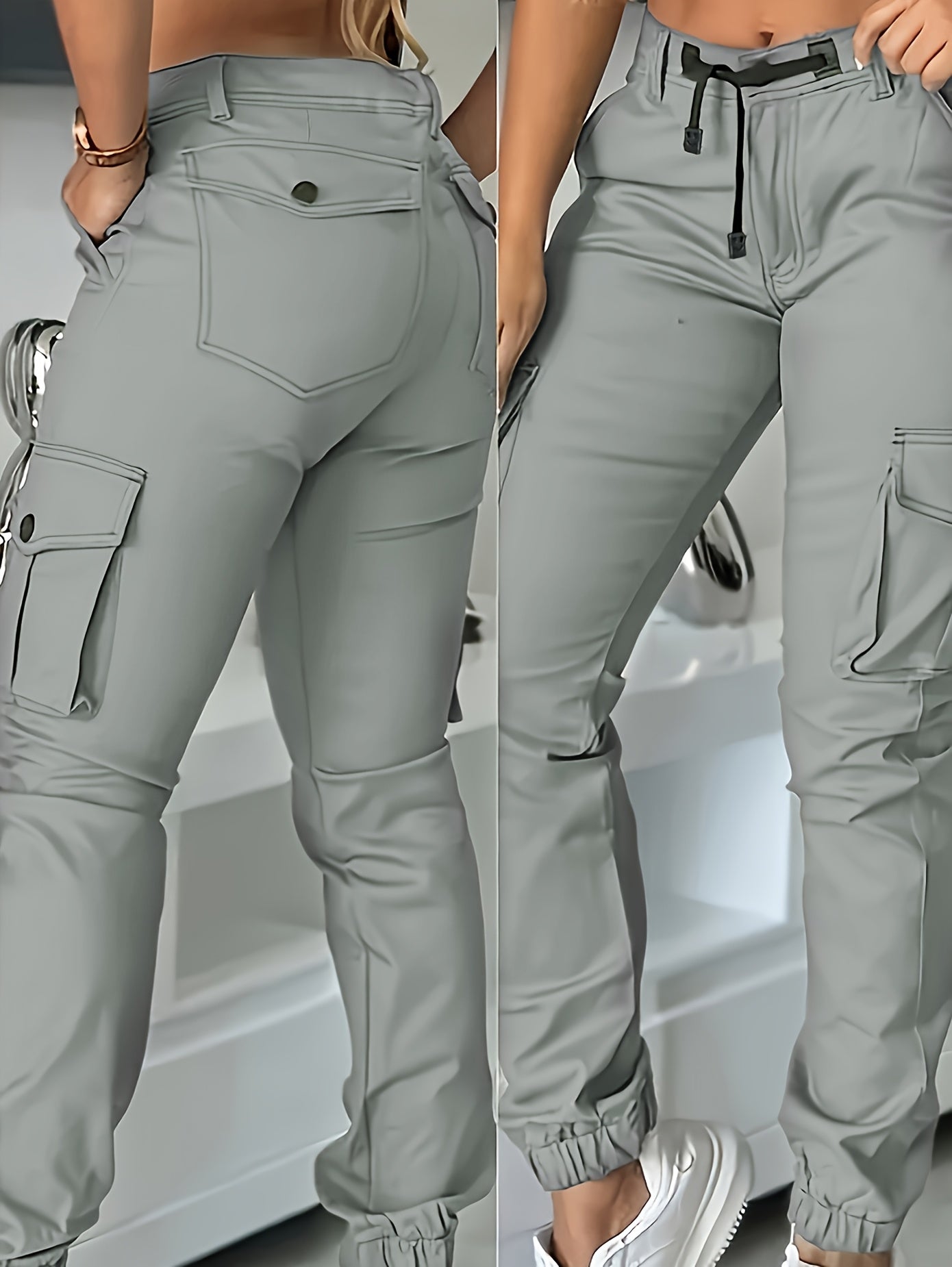 Pantalones cargo de mujer de cintura alta – Pantalones de trabajo elegantes para todas las estaciones
