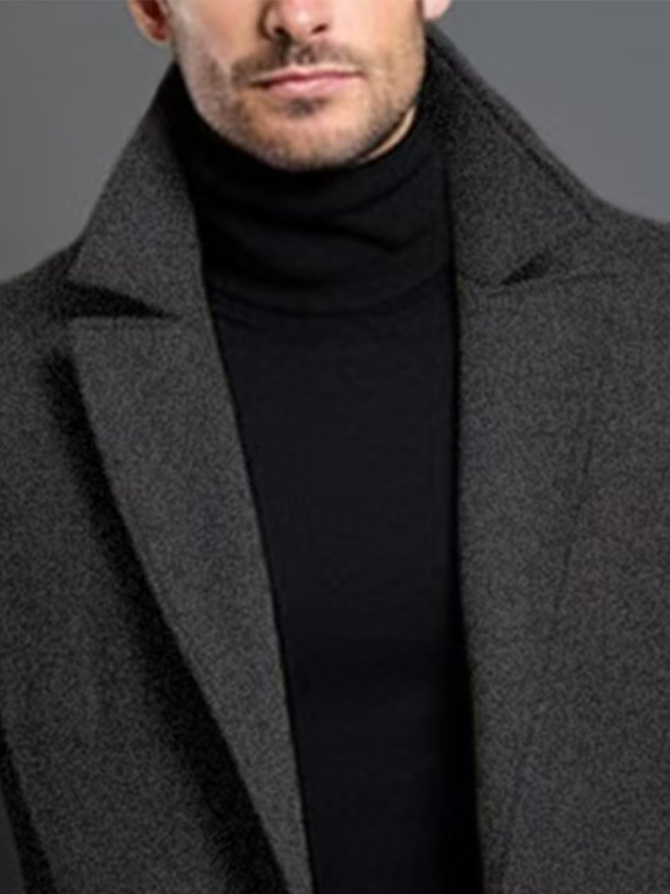 Abrigo clásico de solapa para hombre – Chaqueta de invierno de una sola botonadura