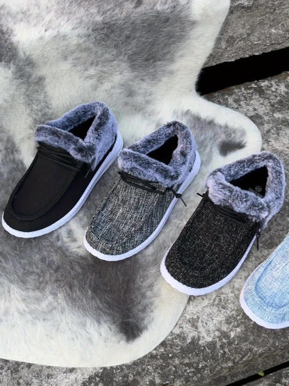 Mocassins à enfiler pour femmes – Chaussures d'hiver décontractées chaudes et antidérapantes avec semelle en EVA