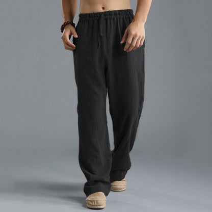 Pantalones de Lino Transpirables para Hombre – Pantalones Deportivos Casuales de Corte Holgado