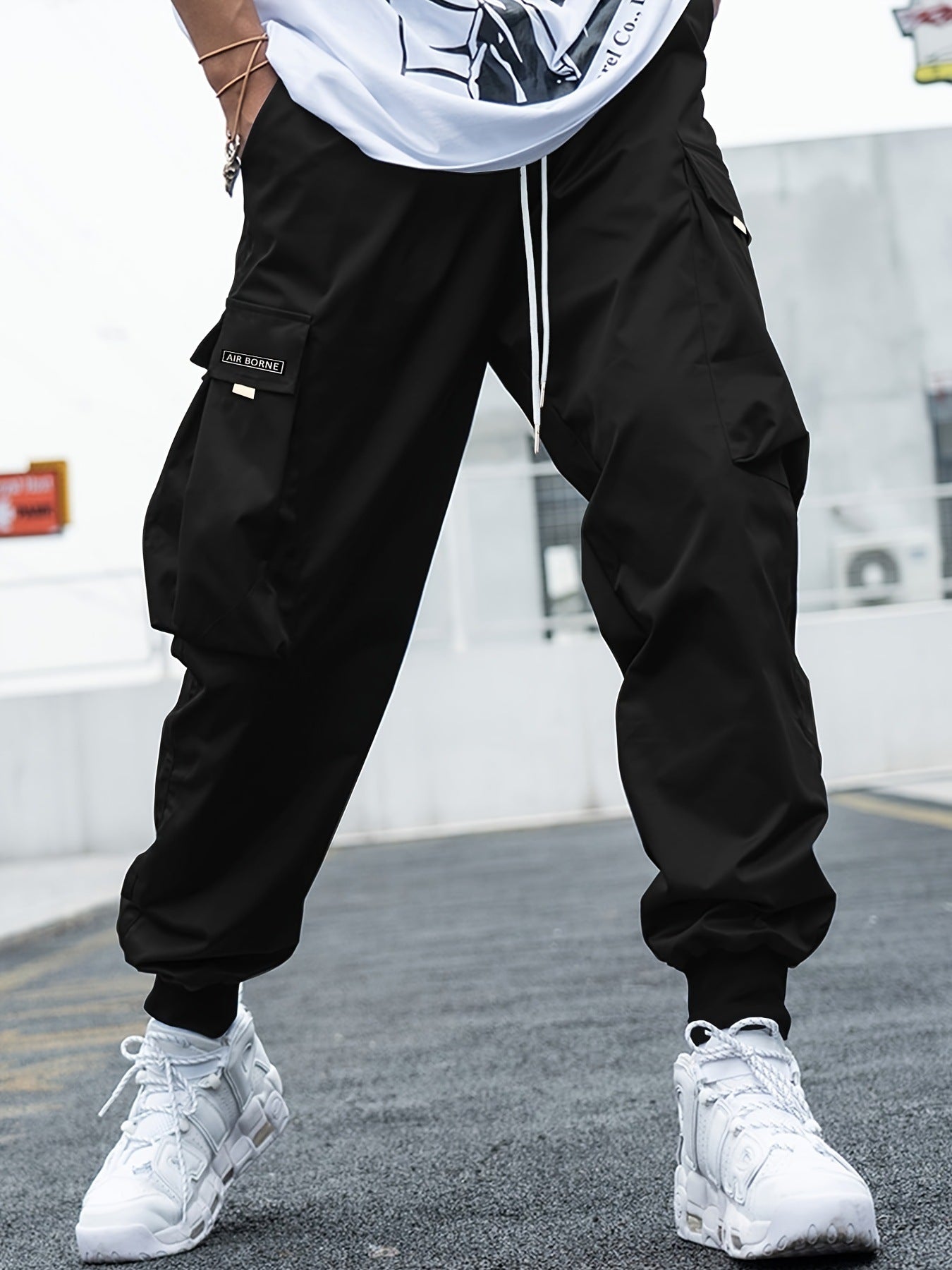 Pantalones Cargo para Hombre Loom & Soul™ – Pantalones con Cordón, Múltiples Bolsillos, Estilo Hip-Hop Urbano