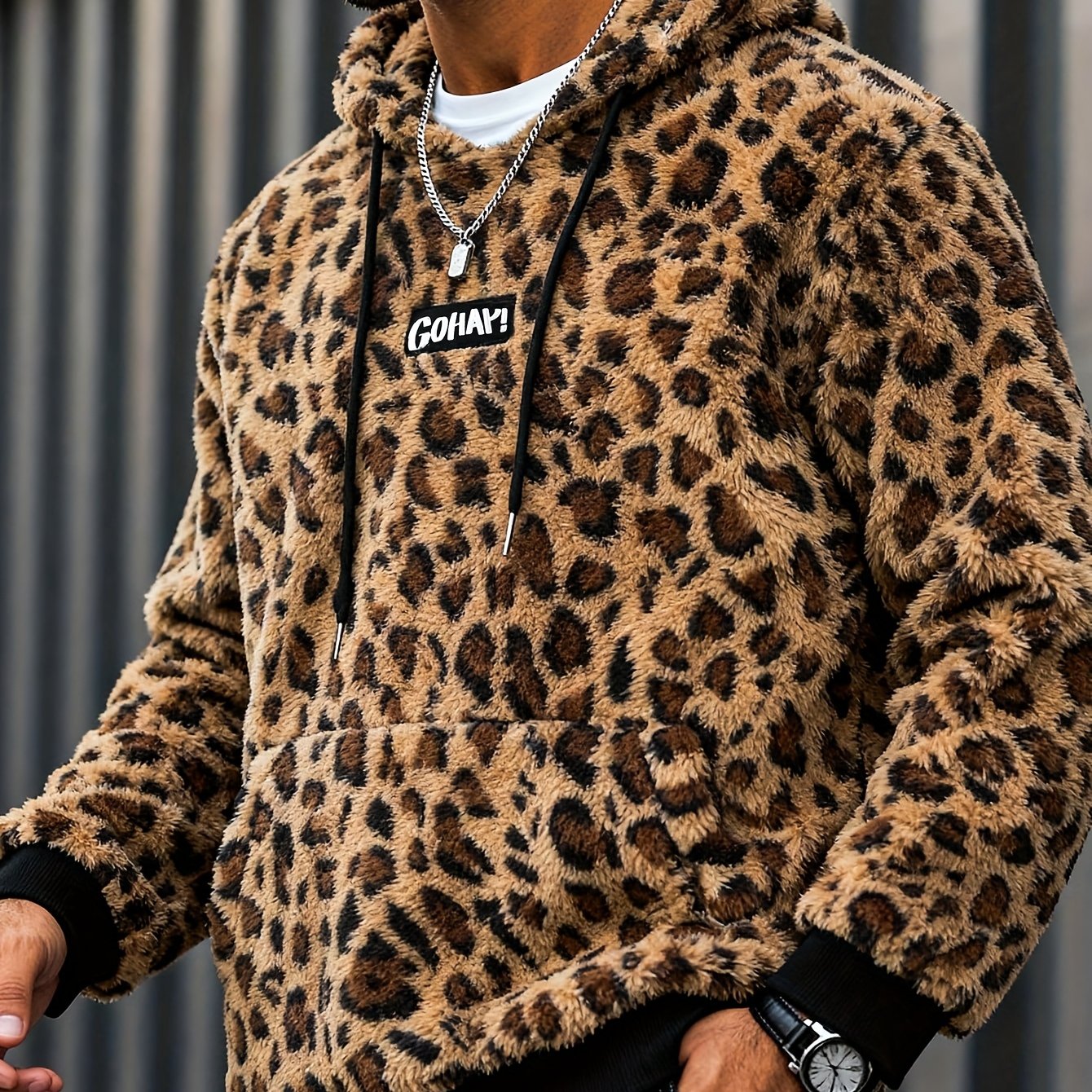 Sweat à Capuche Imprimé Léopard Homme – Sweat-shirt Doux Tendance Streetwear