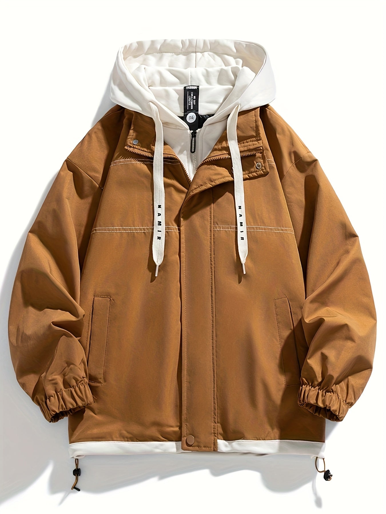 Chaqueta con cremallera y bloques de color para hombre Loom & Soul – Cortavientos ligero con capucha