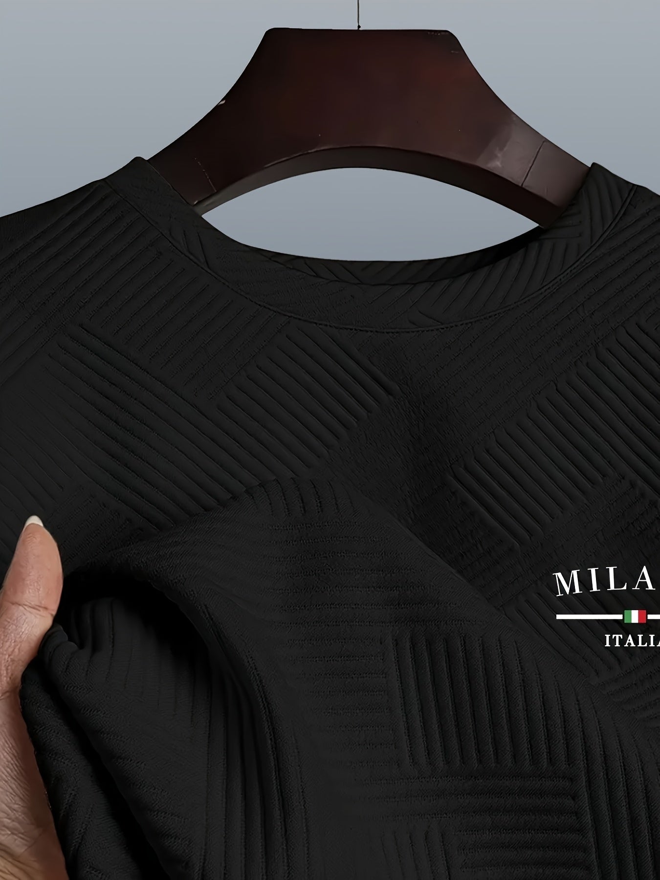 Sudadera jacquard de cuello redondo para hombre – Jersey casual de manga larga con estampado geométrico