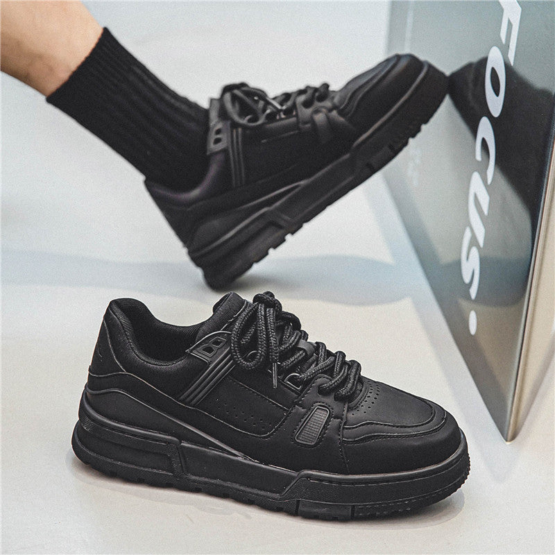 Zapatillas retro de plataforma para hombre Loom & Soul – Calzado deportivo casual negro con alza oculta y capellada de microfibra