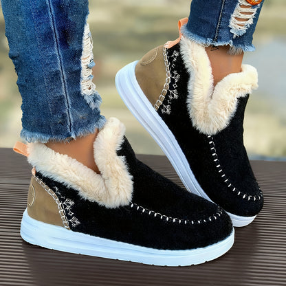 Botines de forro polar para mujer – Comodidad cálida y sin cordones para el invierno
