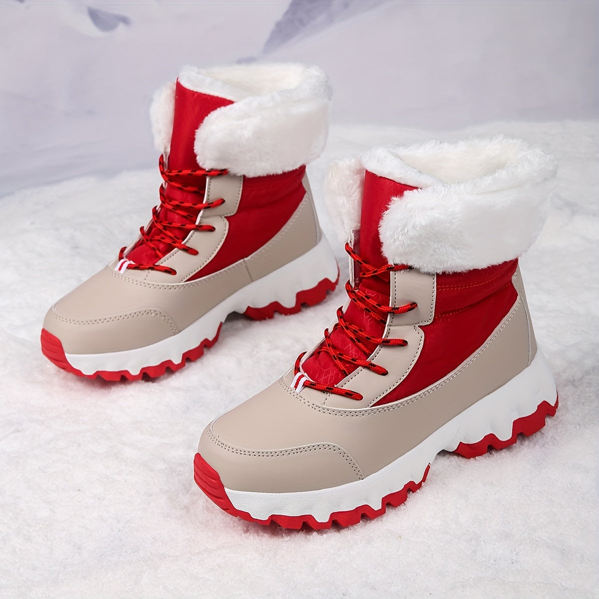 Botas de nieve cálidas antideslizantes para mujer – Zapatillas deportivas informales forradas de felpa para invierno