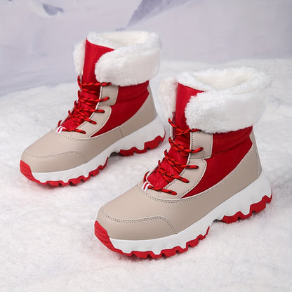 Botas de nieve cálidas antideslizantes para mujer – Zapatillas deportivas informales forradas de felpa para invierno