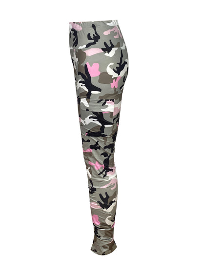 Leggings de camuflaje de tiro alto para mujer – Elásticos con bolsillos laterales