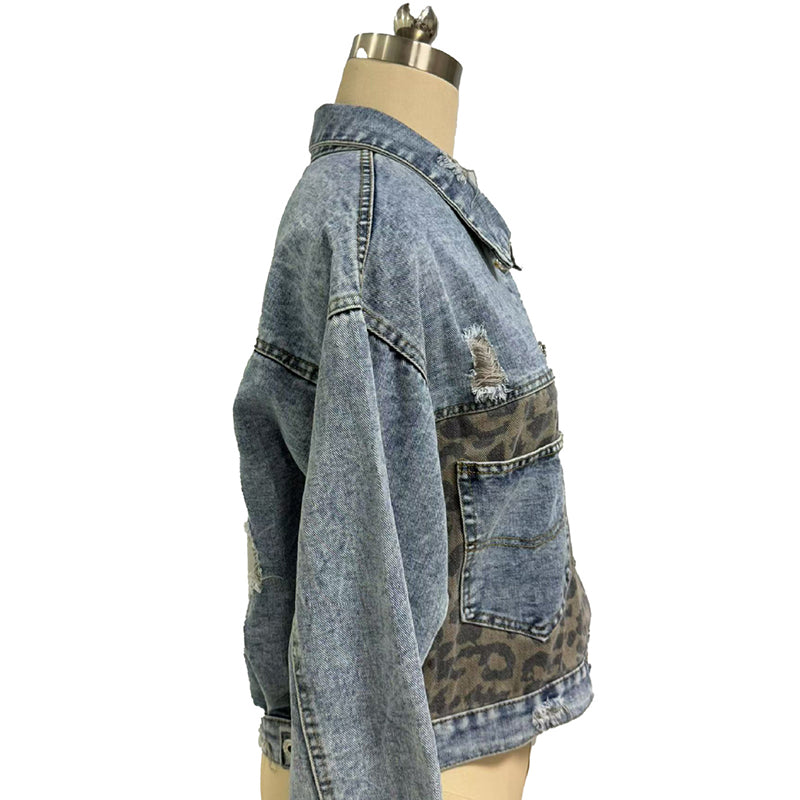 Chaqueta de mezclilla corta y desgastada para mujer – Cierre de botones, estilo urbano