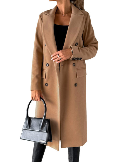 Abrigo de solapa cruzado Loom & Soul™ – Chaqueta larga de invierno ajustada para mujer para un estilo urbano sin esfuerzo