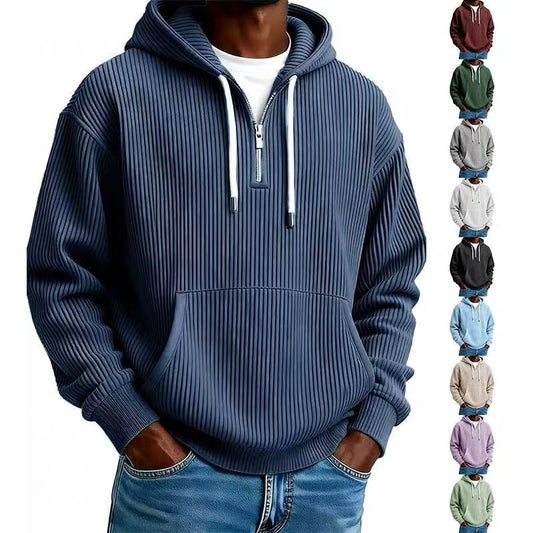Sudadera con capucha de pana para hombre – Suéter grueso de manga larga
