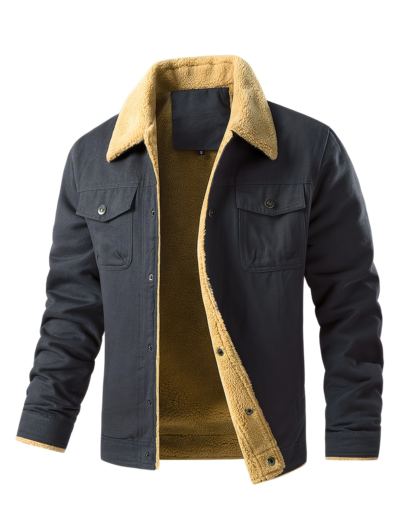 Chaqueta de trabajo para hombre con forro polar - Abrigo con cuello de borreguillo