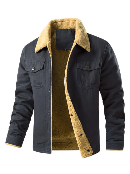 Chaqueta de trabajo para hombre con forro polar - Abrigo con cuello de borreguillo