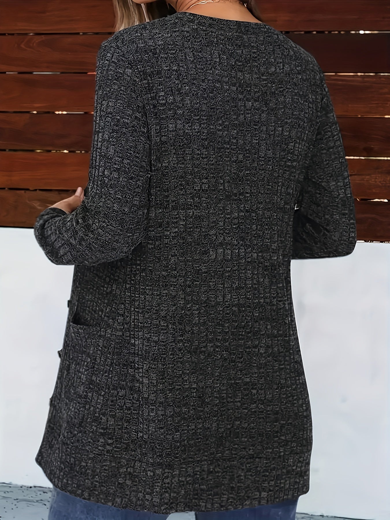 Cárdigan elegante con cuello de pico para mujer – Suéter acogedor de otoño con botones