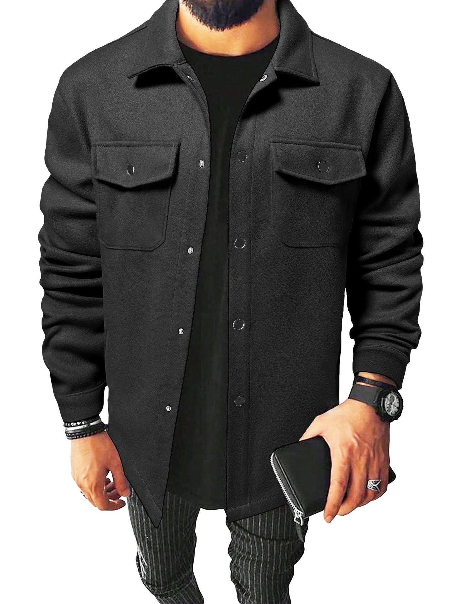 Cárdigan informal grueso para hombre Loom & Soul – Camisa de manga larga estilo británico