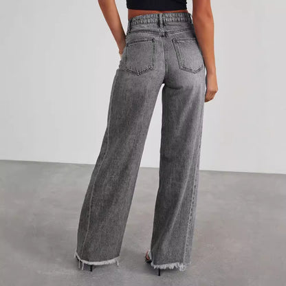 Loom & Soul™ Jeans Rectos de Cintura Alta – Pantalones Vaqueros de Mujer de Pierna Ancha de Corte Ajustado