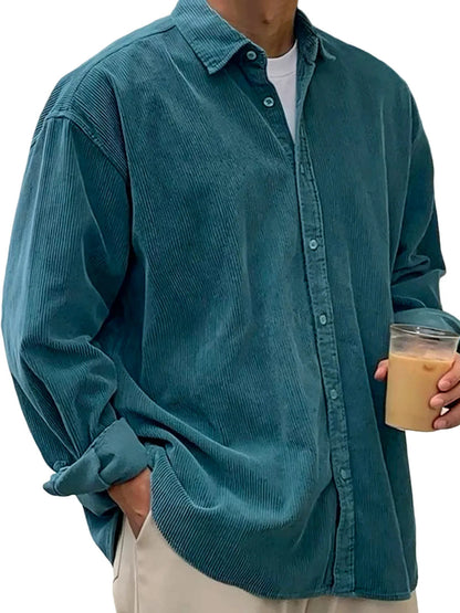 Chaqueta de Pana para Hombre – Abrigo Casual de Otoño de Corte Holgado