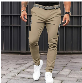 Pantalones de vestir elásticos de corte entallado para hombre