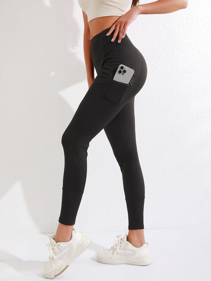Pantalones de Yoga de Forro Polar para Mujer – Leggings de Invierno de Cintura Alta con Bolsillos