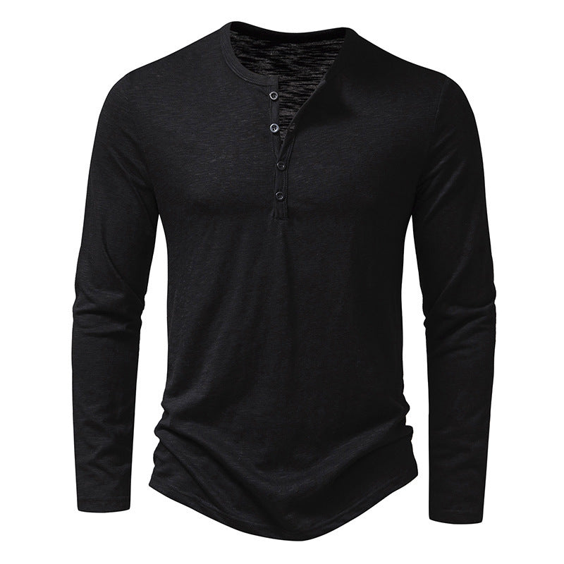 Pulóver de manga larga con botones Loom & Soul™ para hombre – Camiseta informal de color sólido para primavera y otoño
