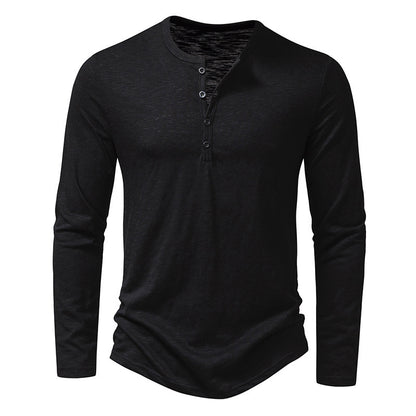 Pulóver de manga larga con botones Loom & Soul™ para hombre – Camiseta informal de color sólido para primavera y otoño