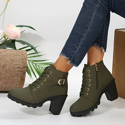 Women’s Thick Heel Ankle Boots – Zip Up Black Comfort Fit