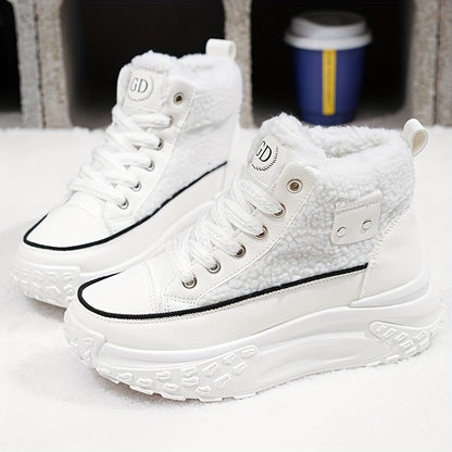Botas de nieve forradas de felpa para mujer - Zapatos de invierno antideslizantes con suela de PVC