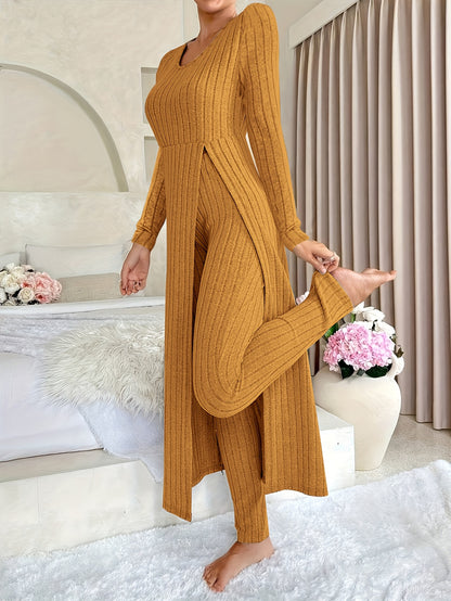 Ensemble deux pièces à carreaux – Haut à manches longues et pantalon assorti pour toutes les saisons