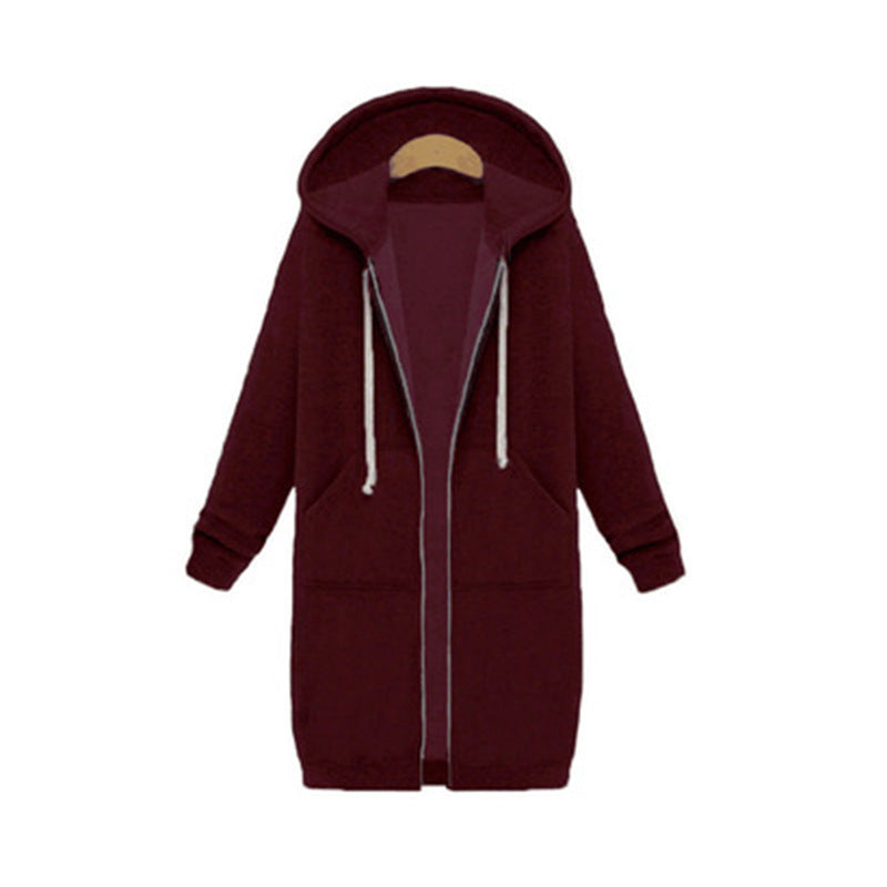 Chaqueta polar con capucha para mujer Loom & Soul – Abrigo largo con cremallera y forro suave, ropa de abrigo casual y cálida